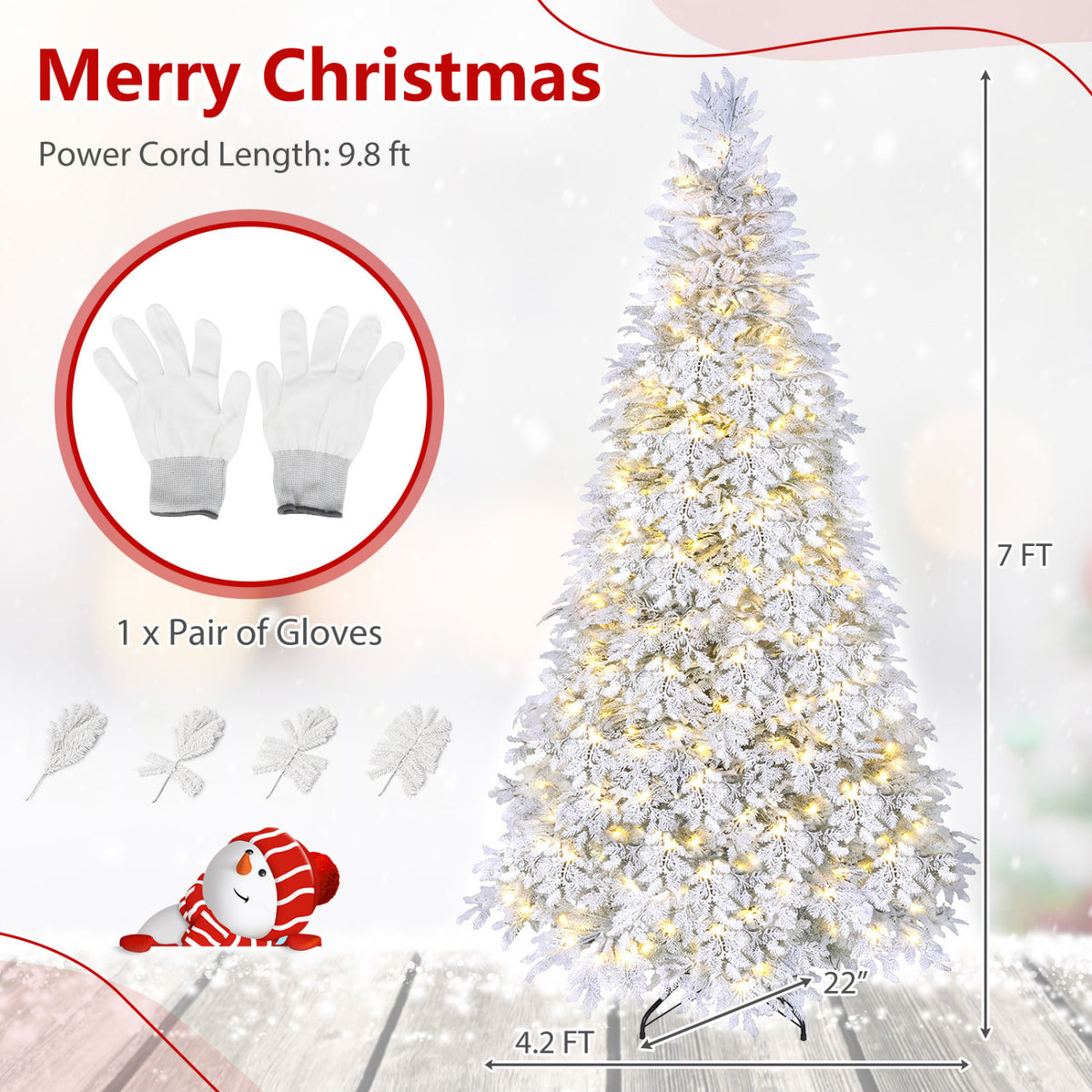 6 FT Pre-Lit Artificial Christmas Tree with Warm White and Multicolor LED Light