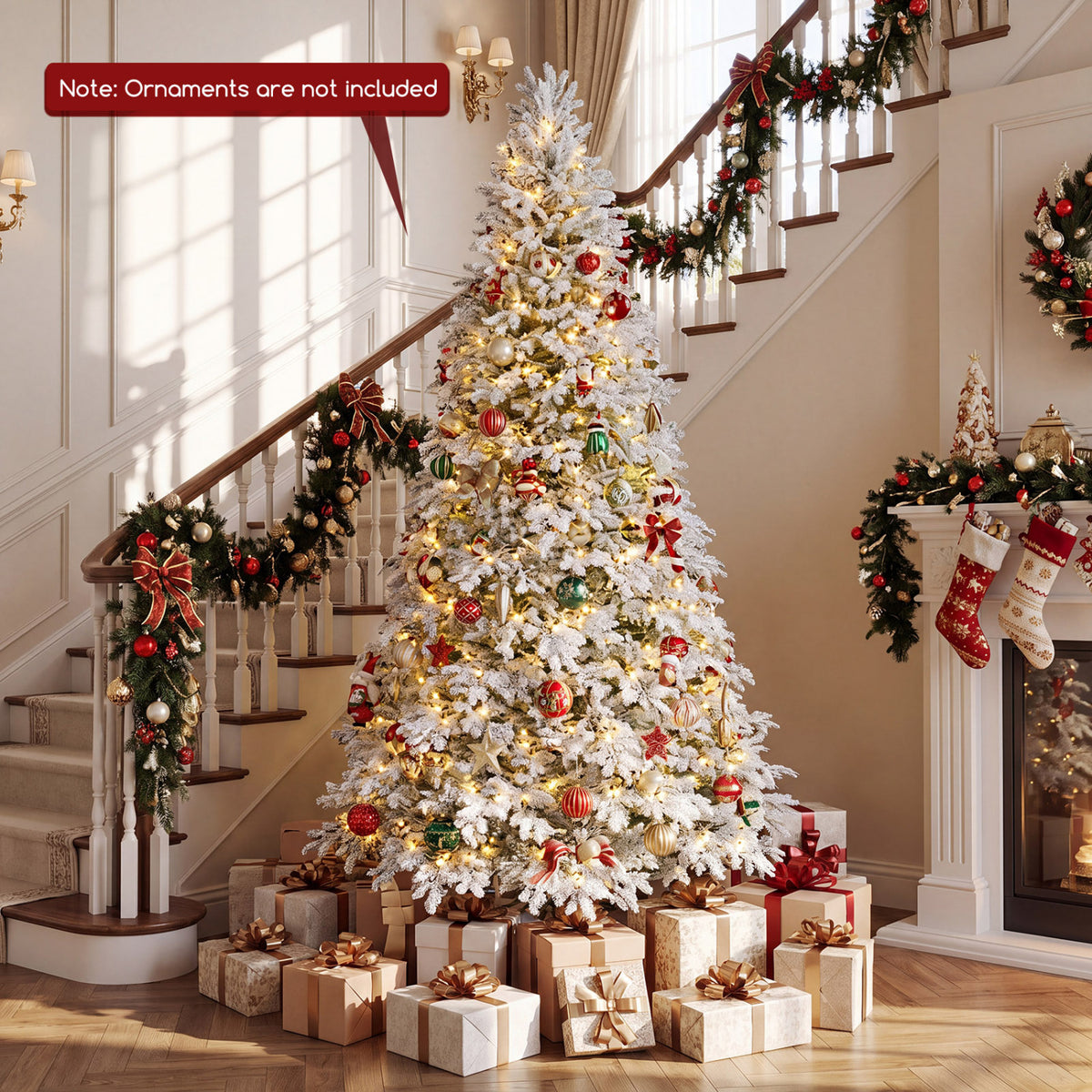 6 FT Pre-Lit Artificial Christmas Tree with Warm White and Multicolor LED Light