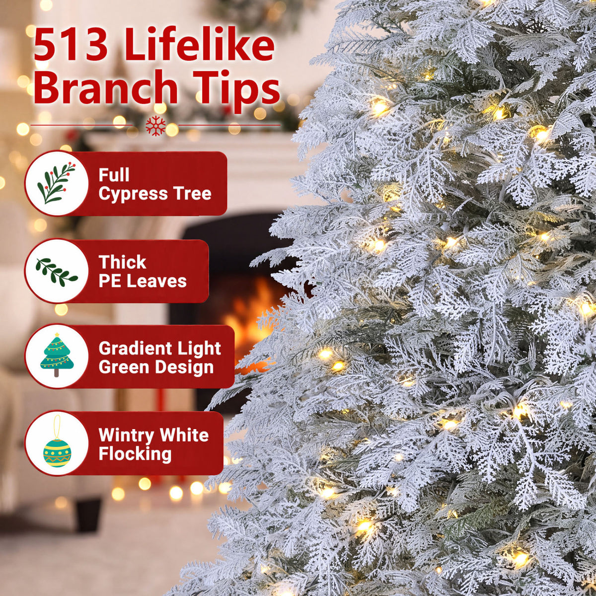 6 FT Pre-Lit Artificial Christmas Tree with Warm White and Multicolor LED Light