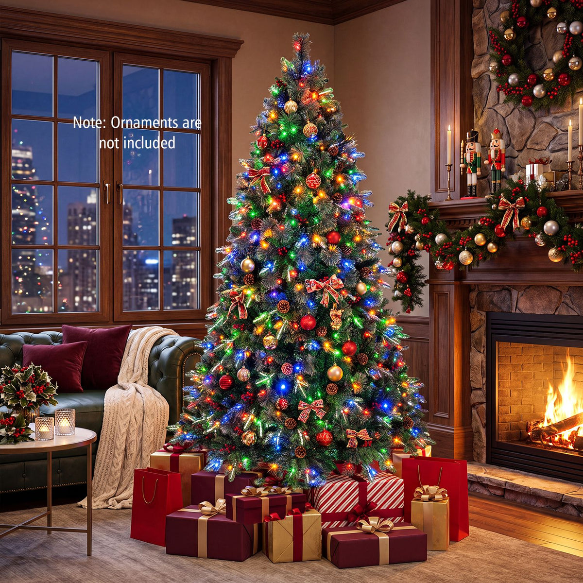 7 FT Pre-Lit Artificial Christmas Tree with Dual