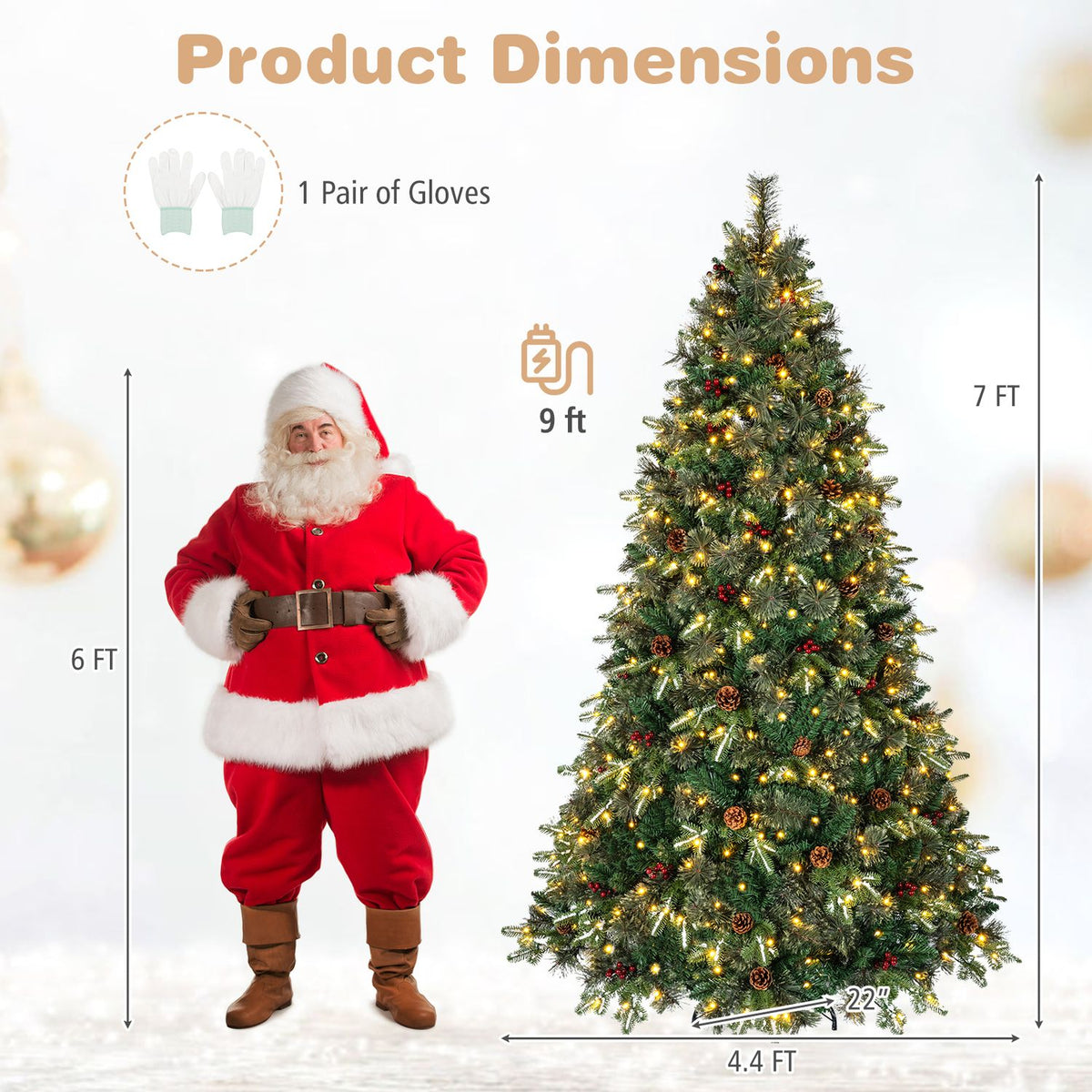 7 FT Pre-Lit Artificial Christmas Tree with Dual