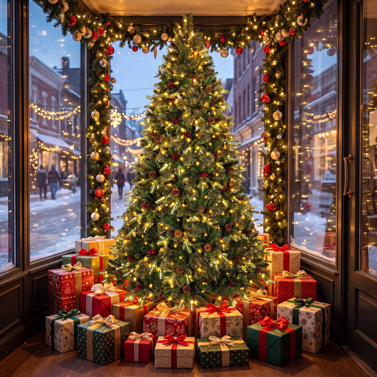 7 FT Pre-Lit Artificial Christmas Tree with Dual