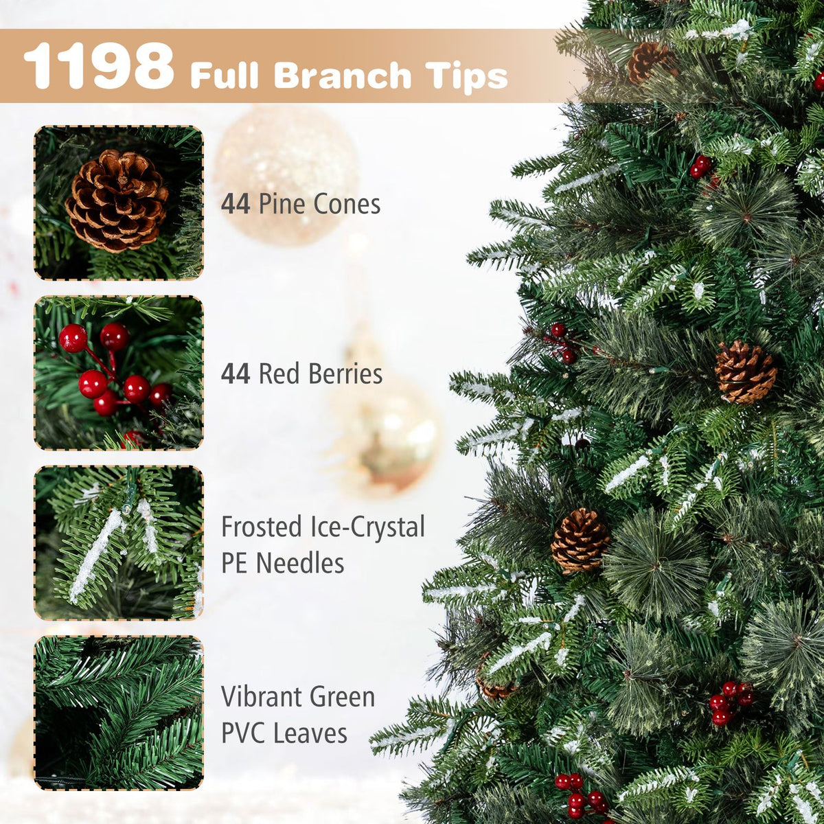 7 FT Pre-Lit Artificial Christmas Tree with Dual