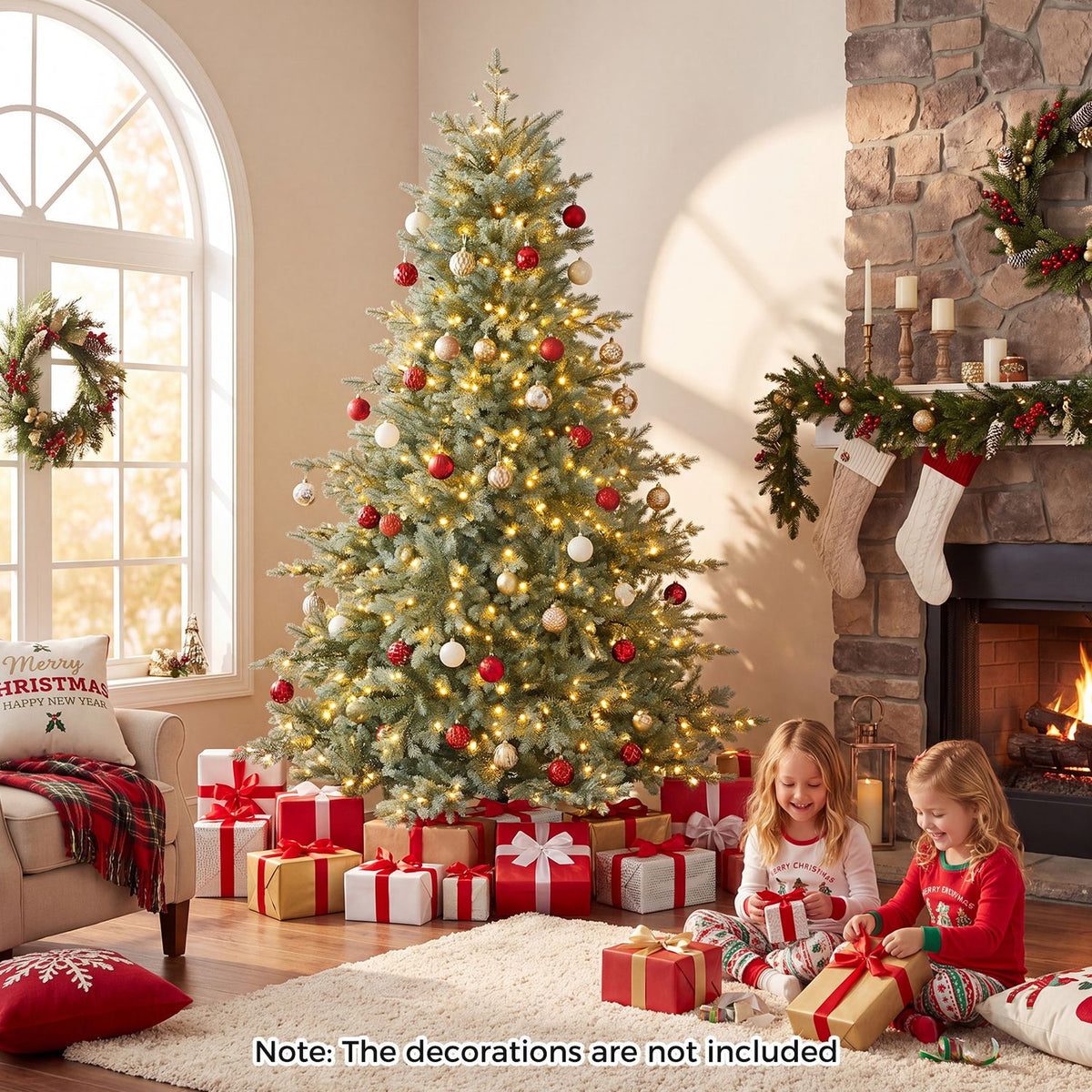 7 FT Pre-Lit Artificial Christmas Tree with 460 Warm White LED Lights