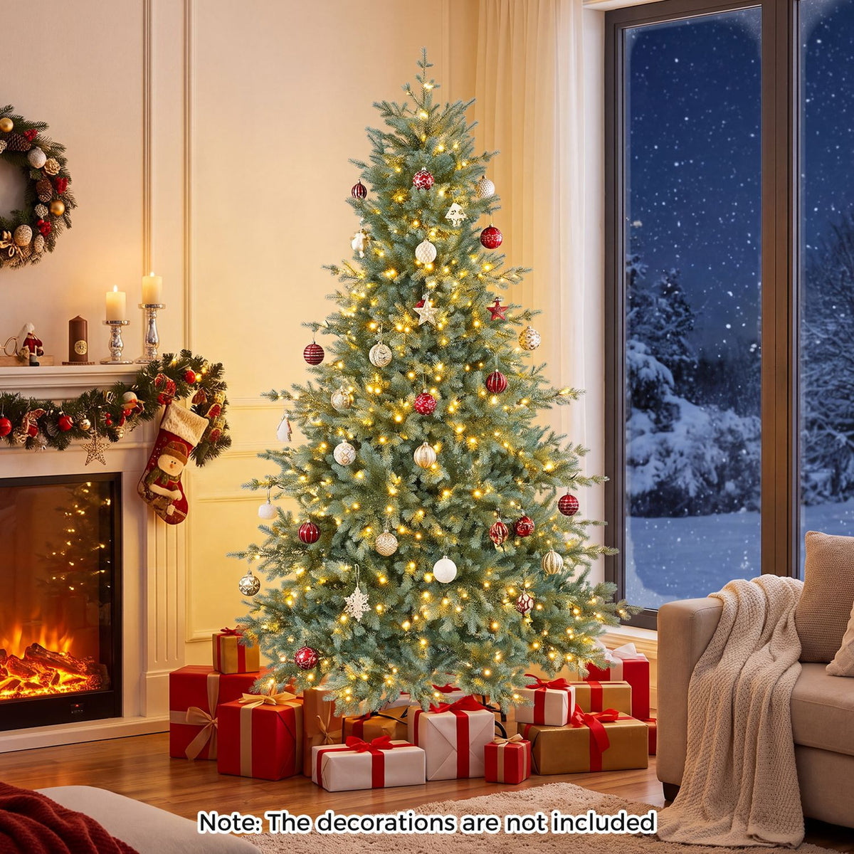 7 FT Pre-Lit Artificial Christmas Tree with 460 Warm White LED Lights