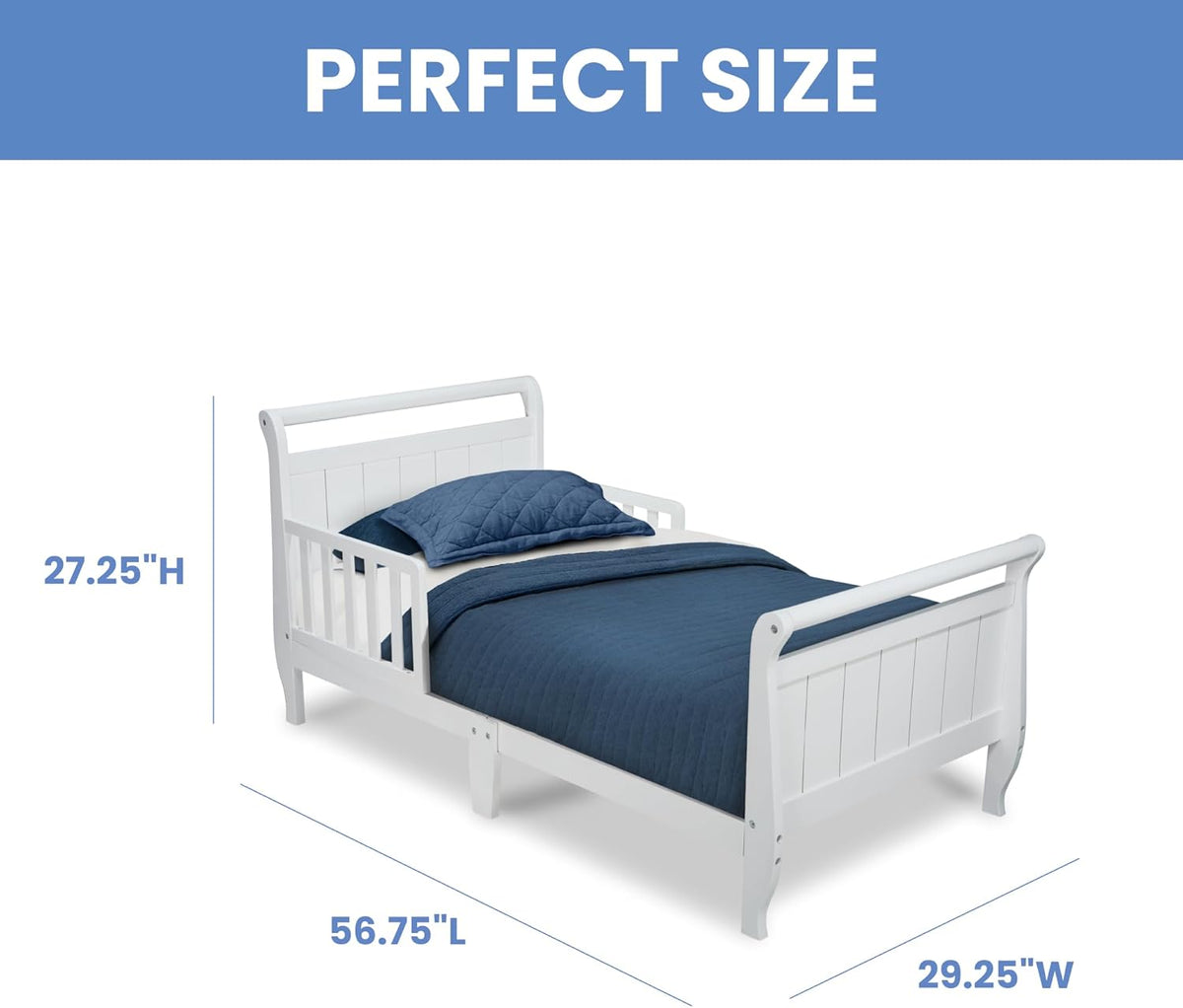 Delta Children Wood Sleigh Toddler Bed, White