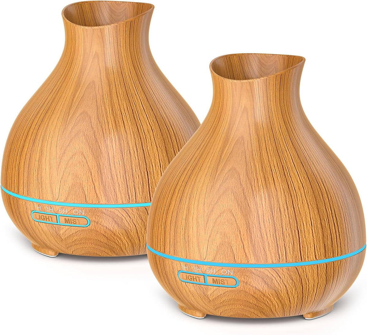 Two light oak wood-grain diffusers shown side by side, front diffuser slightly in front.