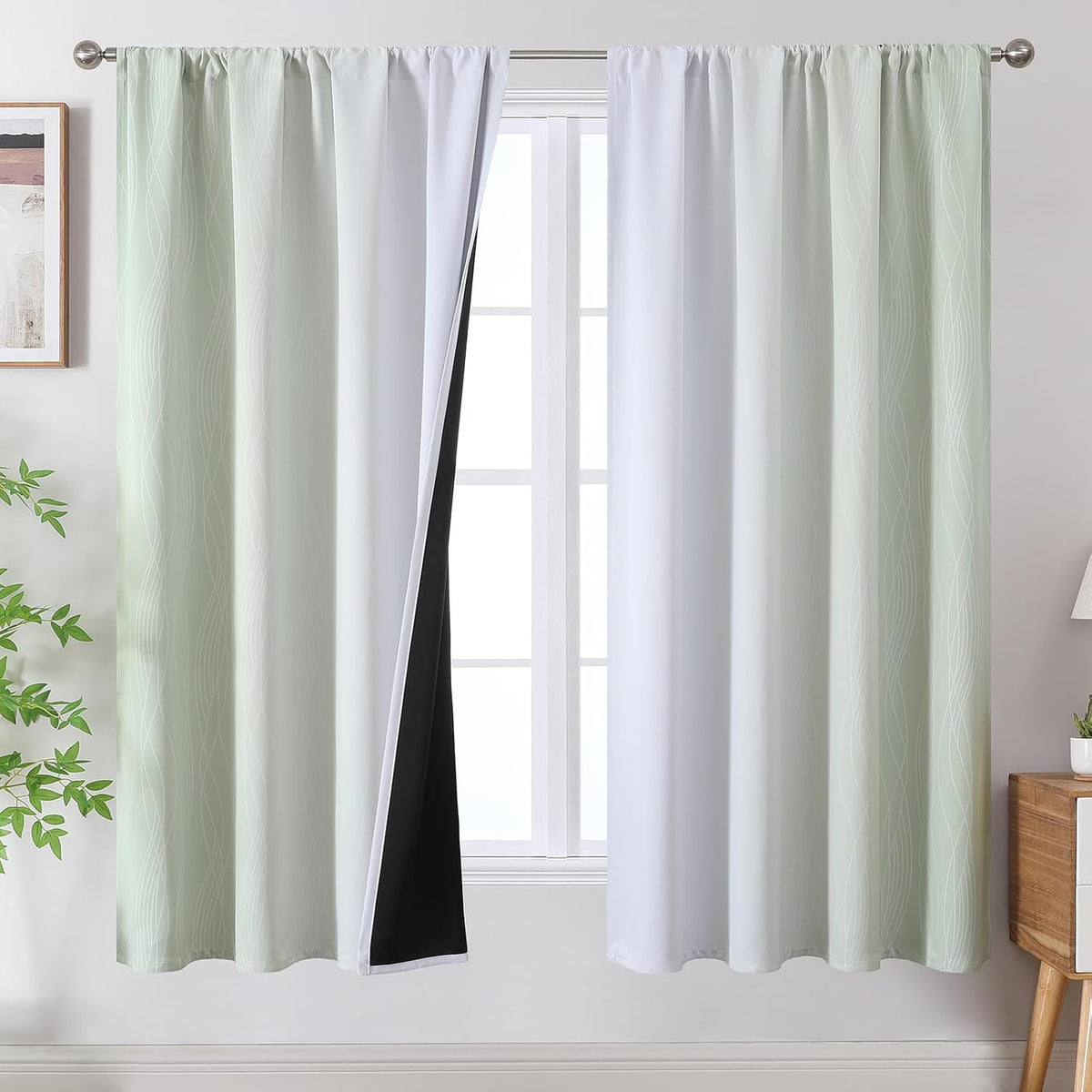 Brown and Greyish White Ombre Blackout Curtains for Bedroom 2 Panels 52x84 | Estelar Textiler Gradient, gallery view 77