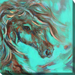 Teal Horse Outdoor Canvas Wall Art