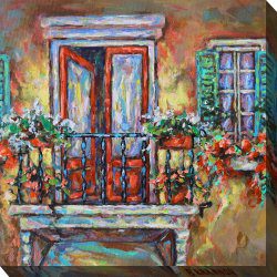 Blooming Balcony Outdoor Canvas Wall Art