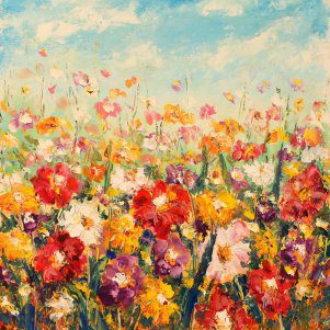 Floral Palette Outdoor Canvas Wall Art