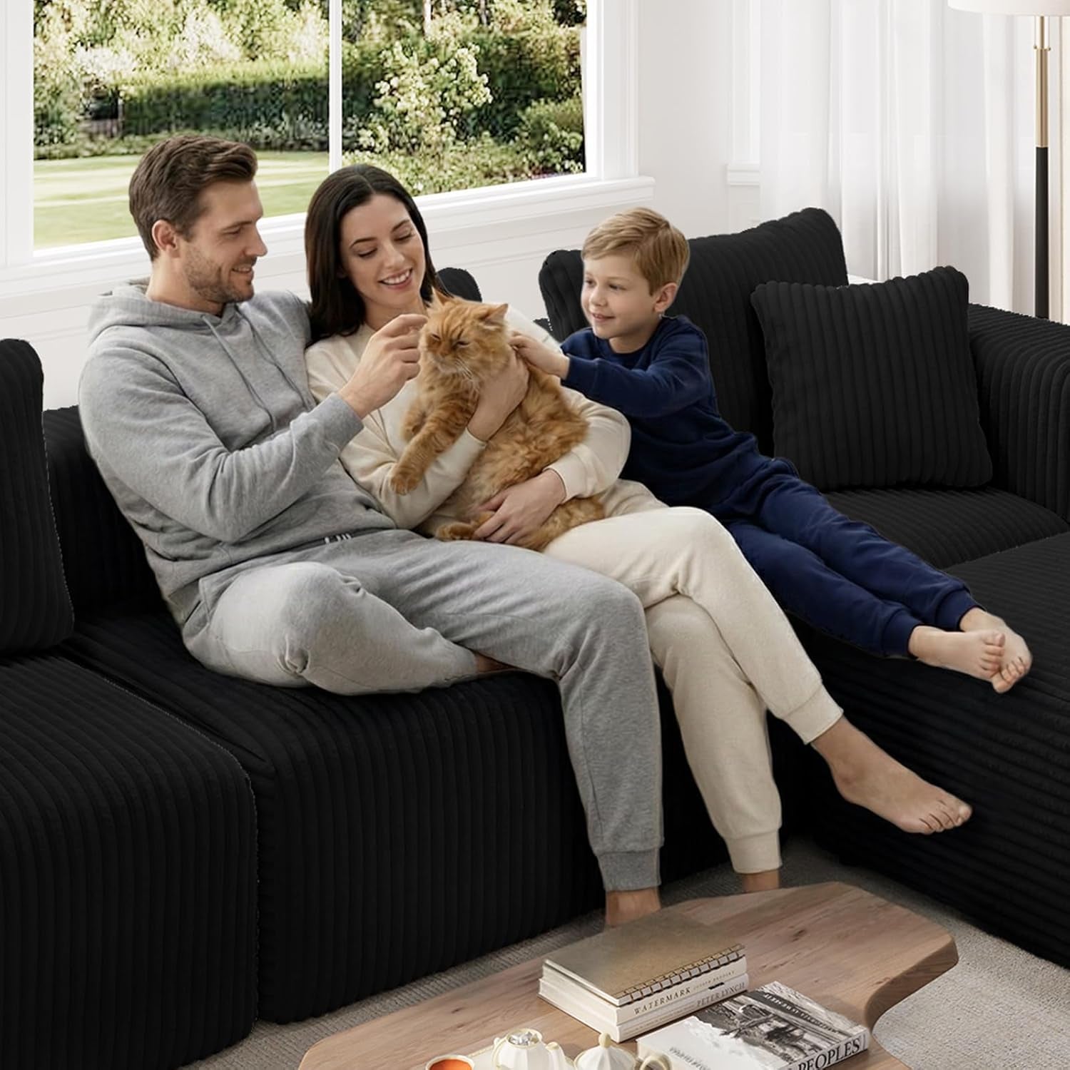 141" Modular Sectional Sofa, L Shape Plush Sectional Couch, Modern Cloud Design with Smarts Coil® Support, Boneless Sectional Couch for Large Living Room Apartment, No Assembly Required