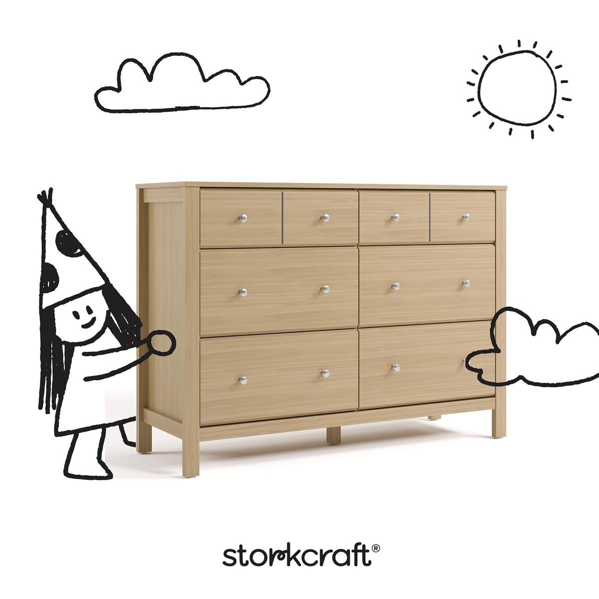 Storkcraft Horizon 6 Drawer Dresser, Driftwood