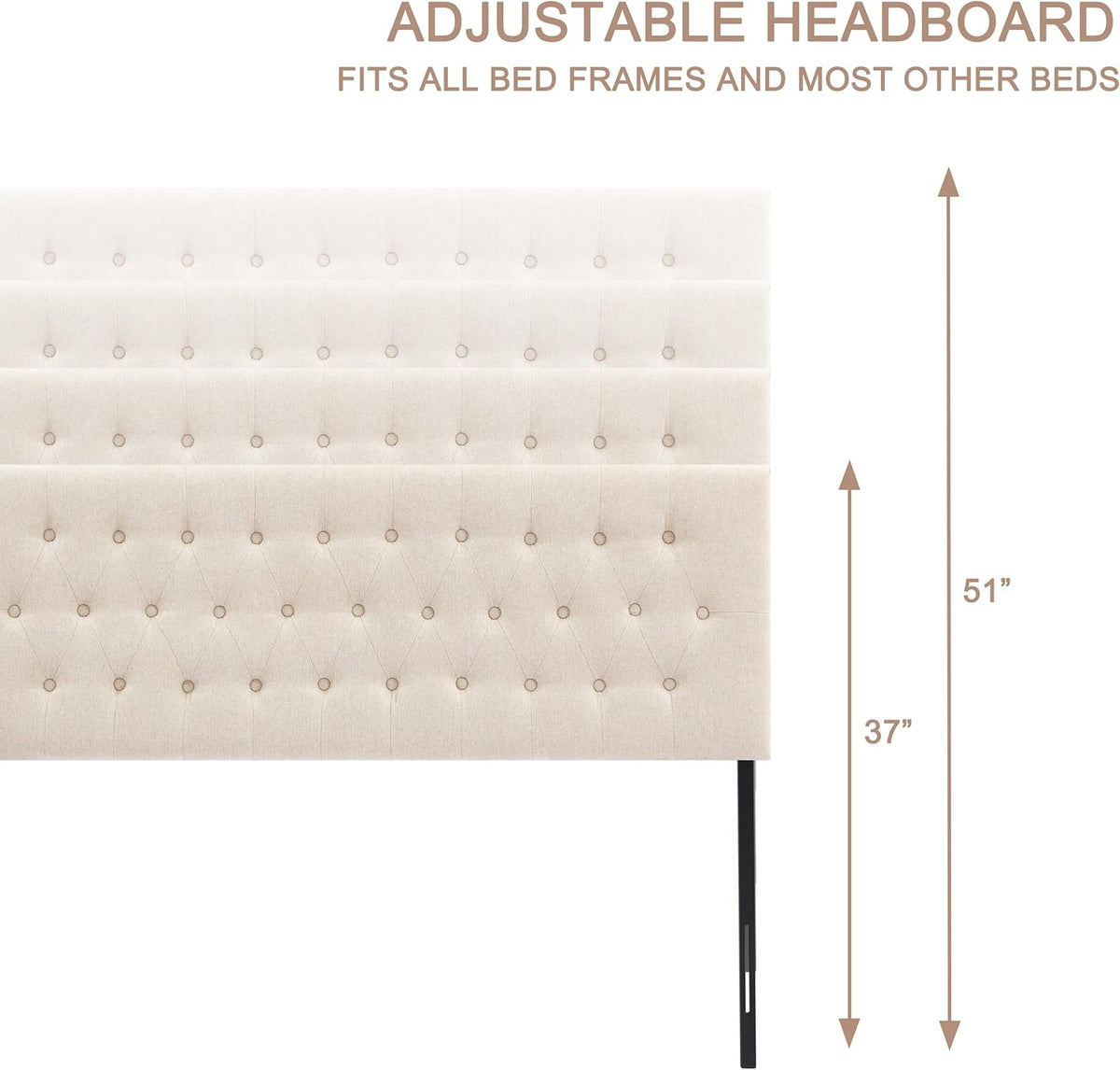 Graphic close-up showing adjustable leg positions and floor-to-top height range of 37 to 51 inches