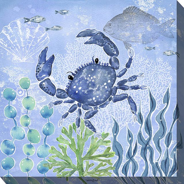 Blue Crab Outdoor Canvas Wall Art