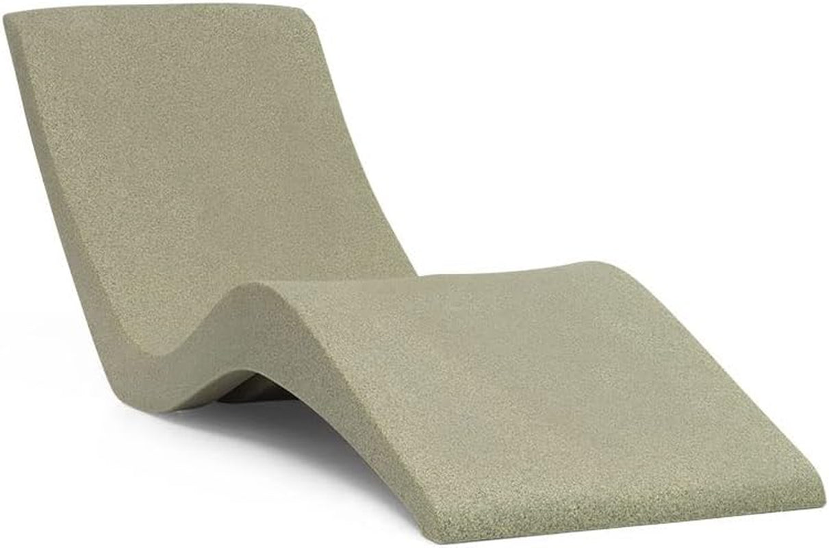 Beige contoured resin pool lounger photographed at an angle on a white background.
