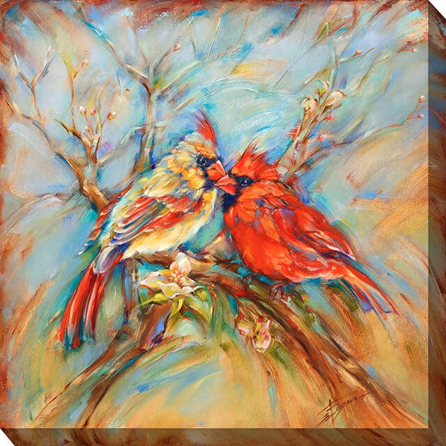 Spring Cardinals Outdoor Canvas Wall Art