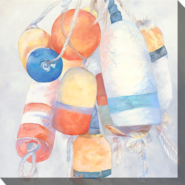 Pastel Buoys Outdoor Canvas Wall Art