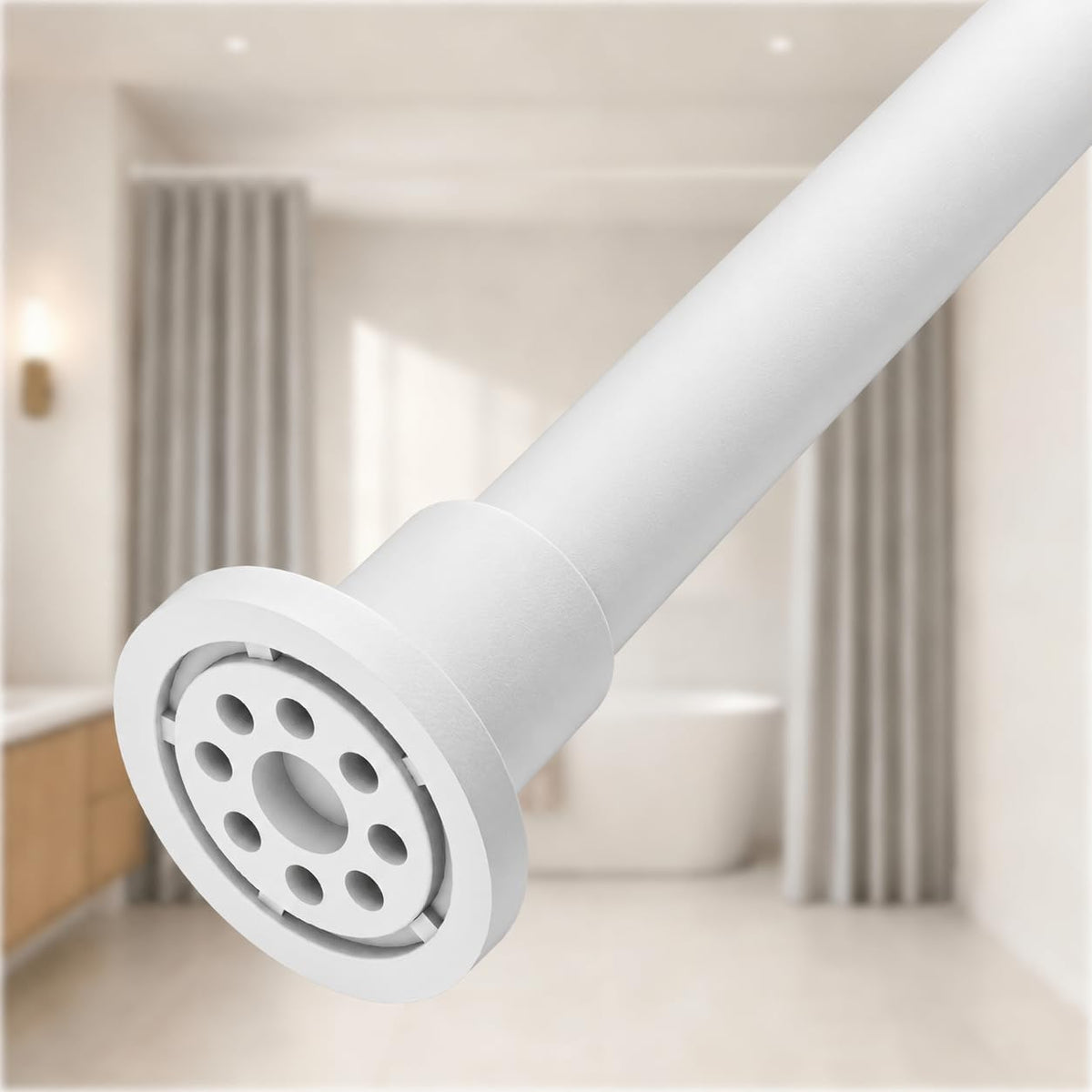 White rod angled to show the textured rubber contact surface and circular internal mounting holes