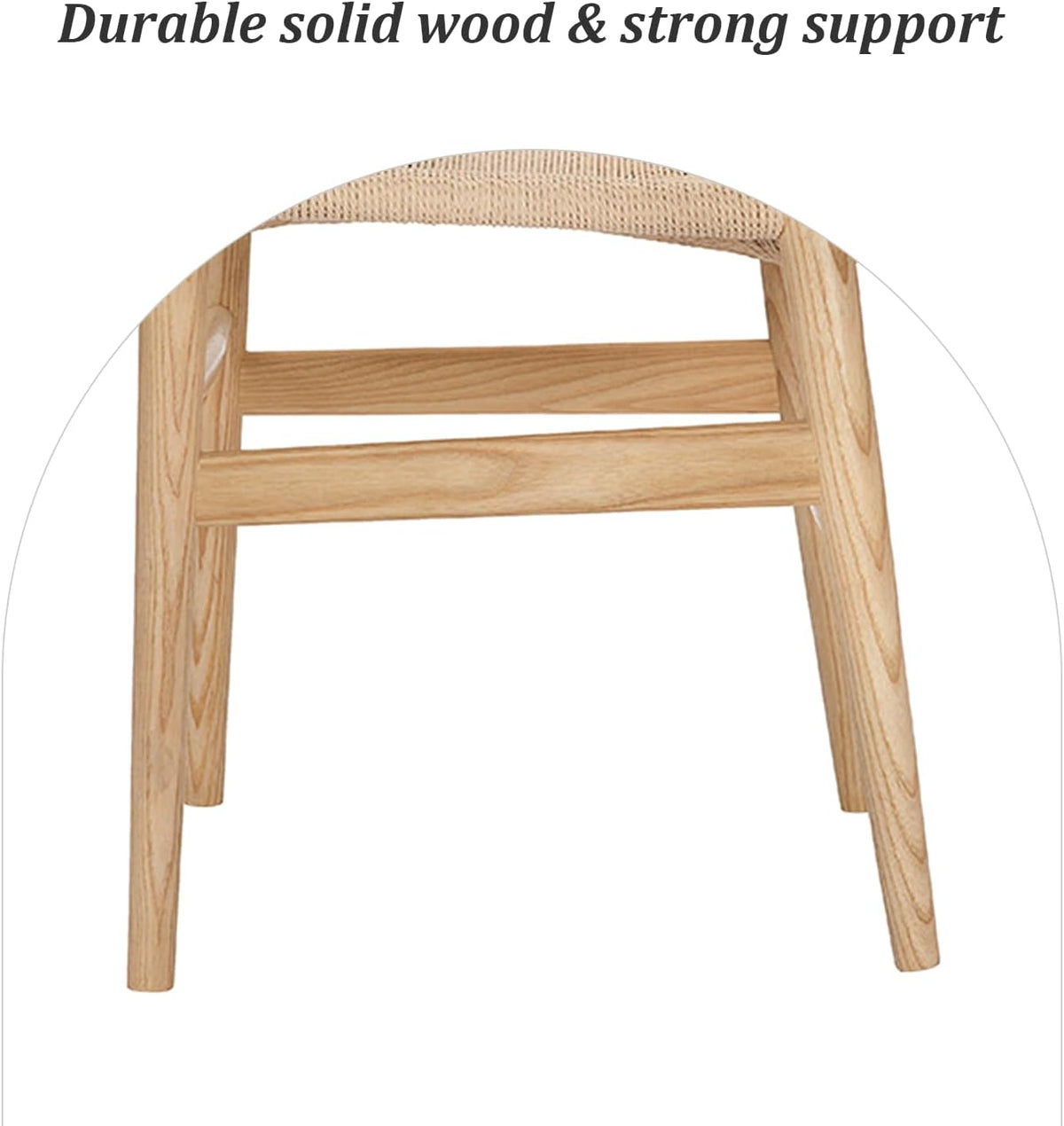 Front leg and stretcher detail highlighting solid ash construction and underside joinery