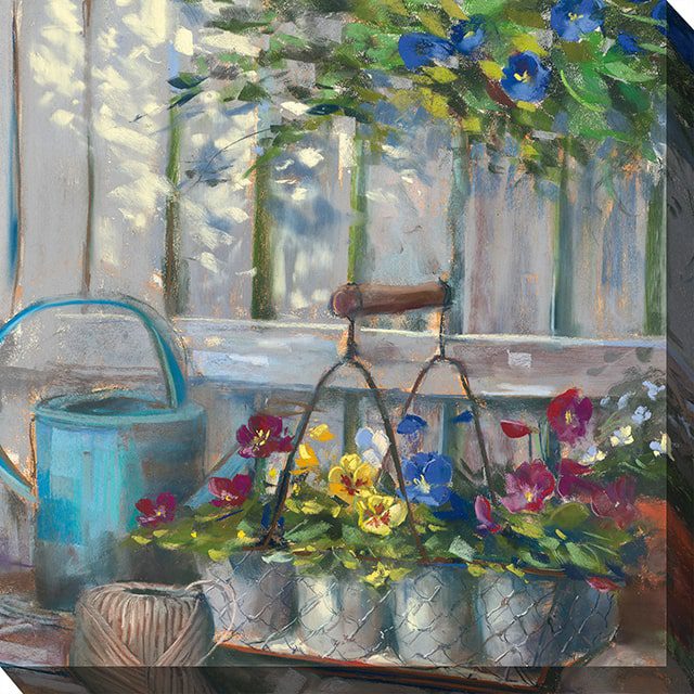 Pansy Basket Outdoor Canvas Wall Art