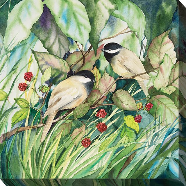 Chickadees Outdoor Canvas Wall Art