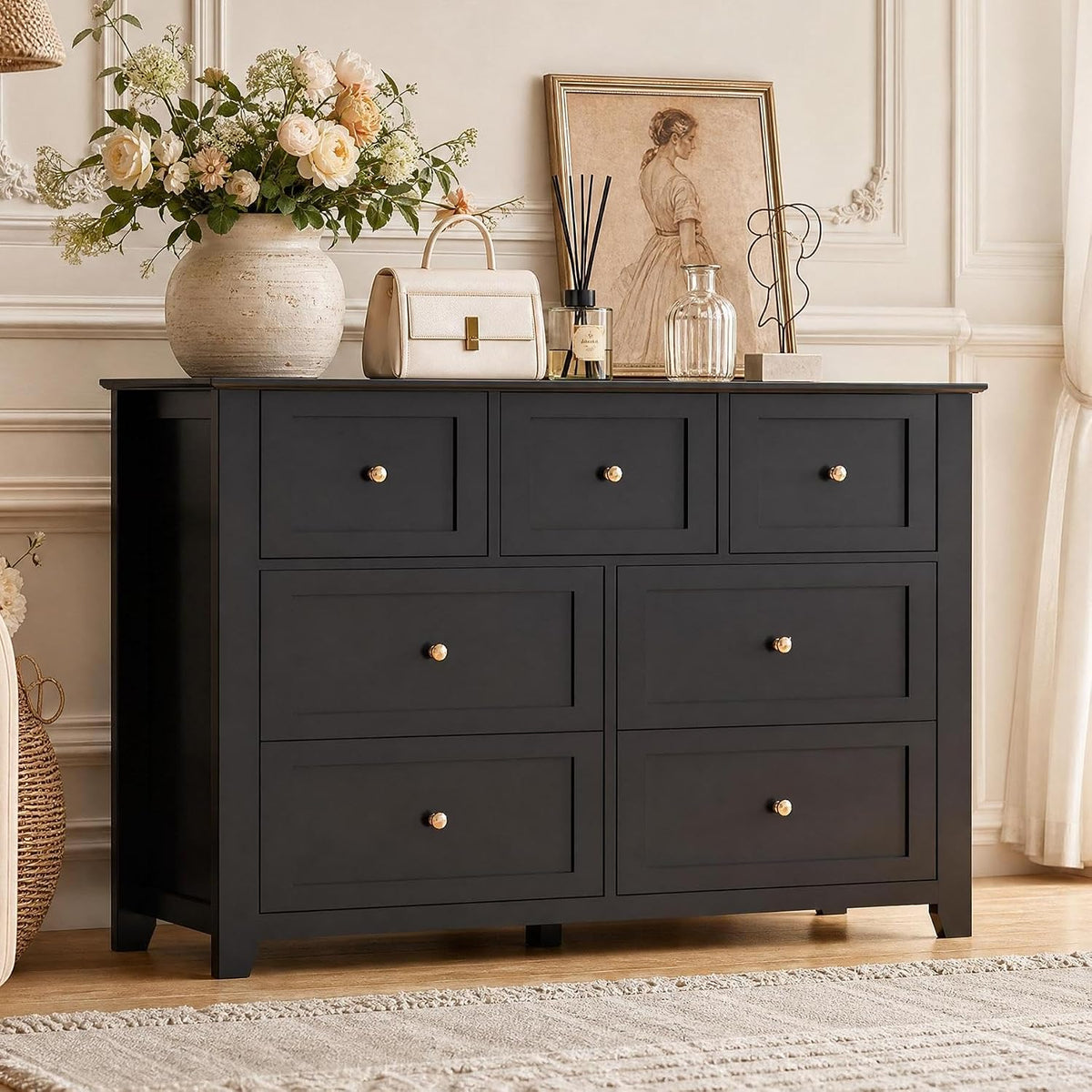 GarveeHome White 6 Drawer Dresser for Bedroom