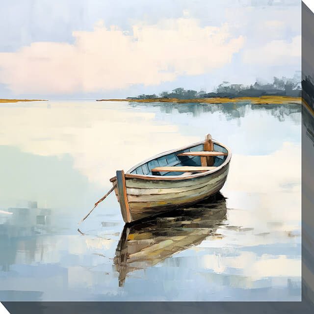 River Rowboat Outdoor Canvas Wall Art