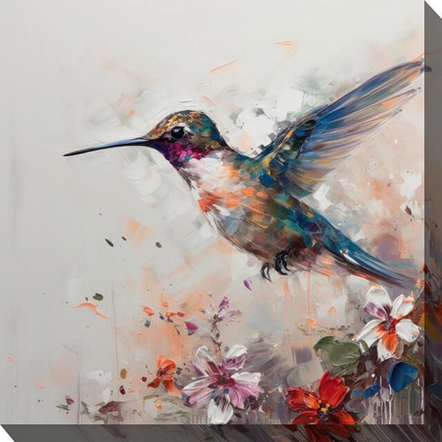 Hovering Hummer Outdoor Canvas Wall Art