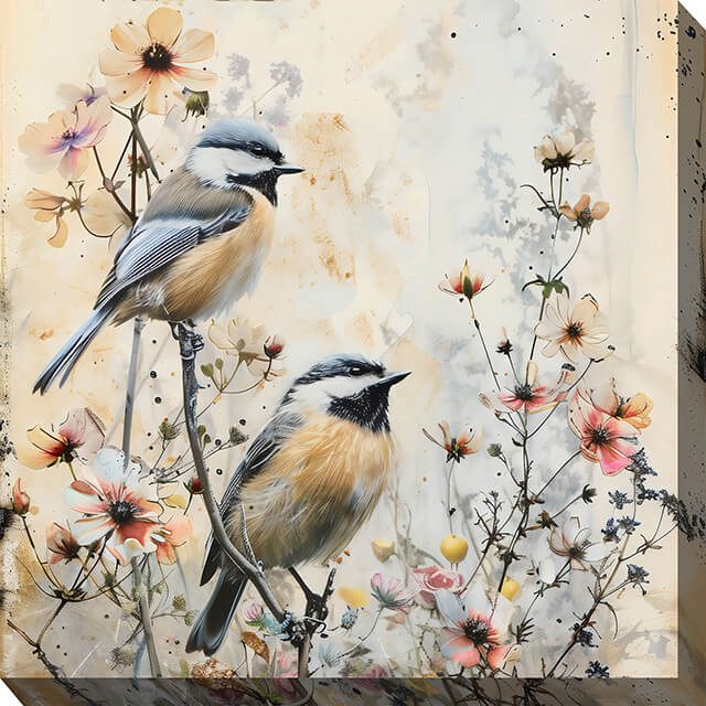 Two On A Twig Outdoor Canvas Wall Art