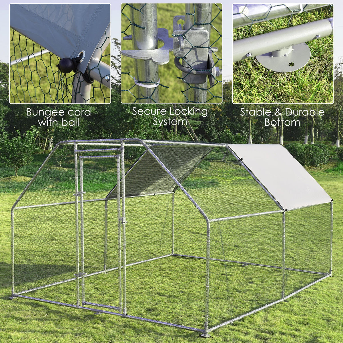 9.5 x 12.5 Feet Large Walk in Chicken Coop Run House