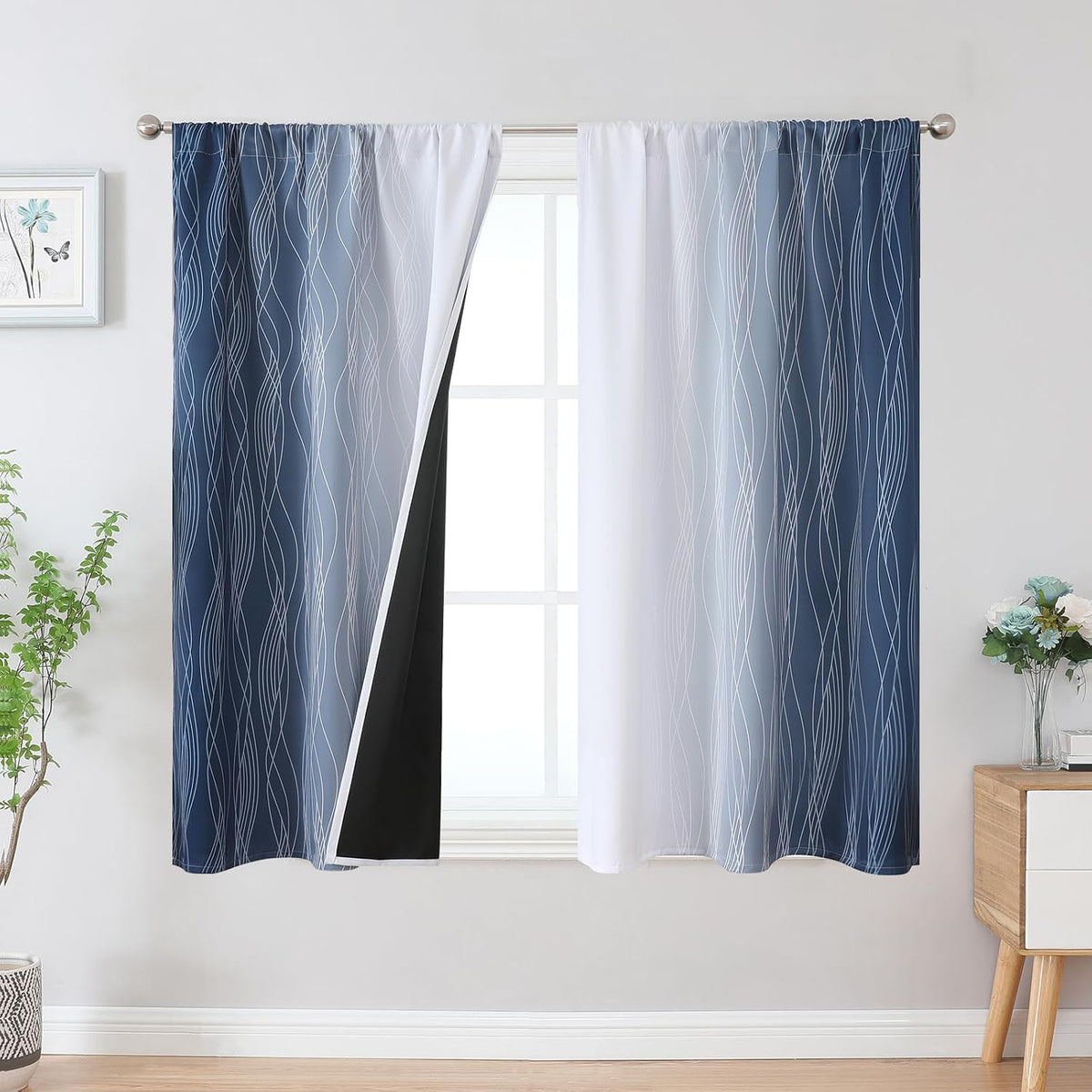 Brown and Greyish White Ombre Blackout Curtains for Bedroom 2 Panels 52x84 | Estelar Textiler Gradient, gallery view 70