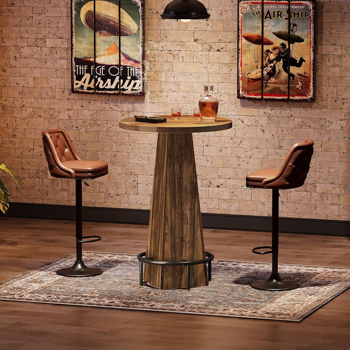 Tribesigns Bistro Pub Table, 37.4" High Round Bar Table for Small Bars | E0 Engineered Wood, High Top, Round, gallery view 7