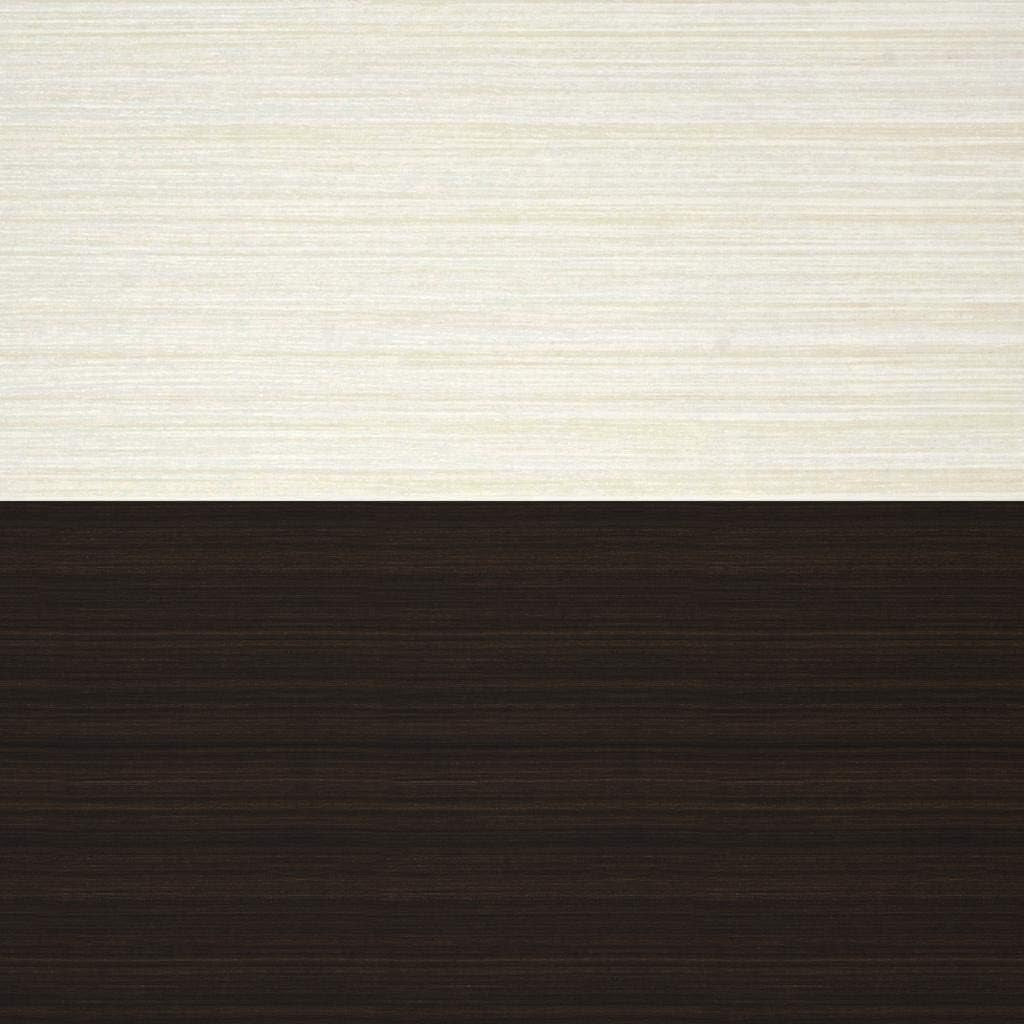 Horizontal swatch showing a light wood grain on top and a dark espresso wood grain on the bottom.