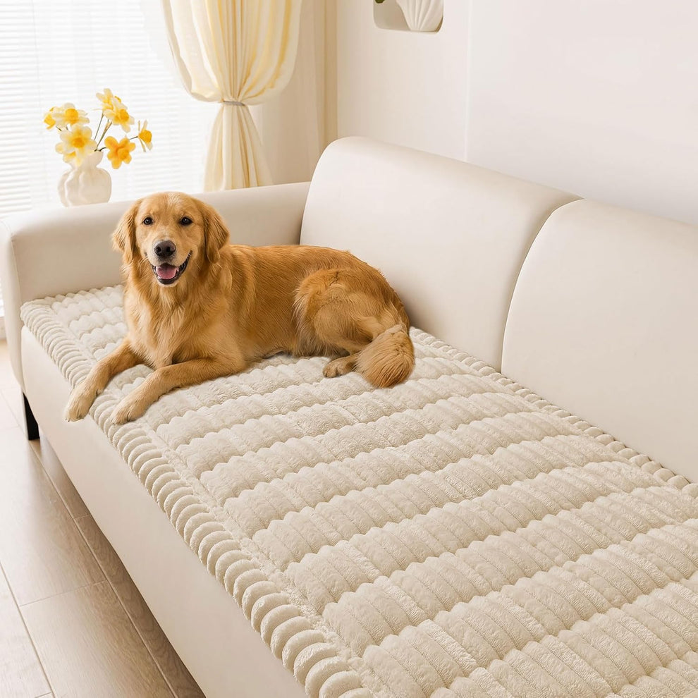 Couch Cover for Dogs, Washable Non Slip Plush Flannel Sofa Protector | Thick Flannel, Silicone Anti-Slip Backing, Pet Hair & Scratch Protection, Fits Sofa & Loveseat (27.6" X 70.9")
