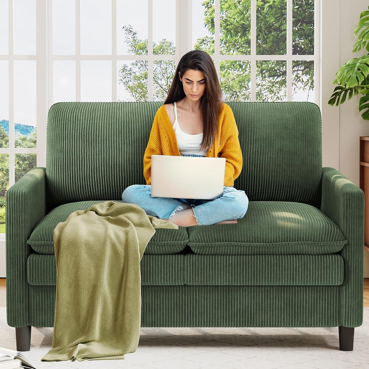 Welzona Loveseat, 51" Small Couch, Teddy Love Seat, Small Loveseat Sofa | Comfy Teddy Fabric, Tool-free, gallery view 32
