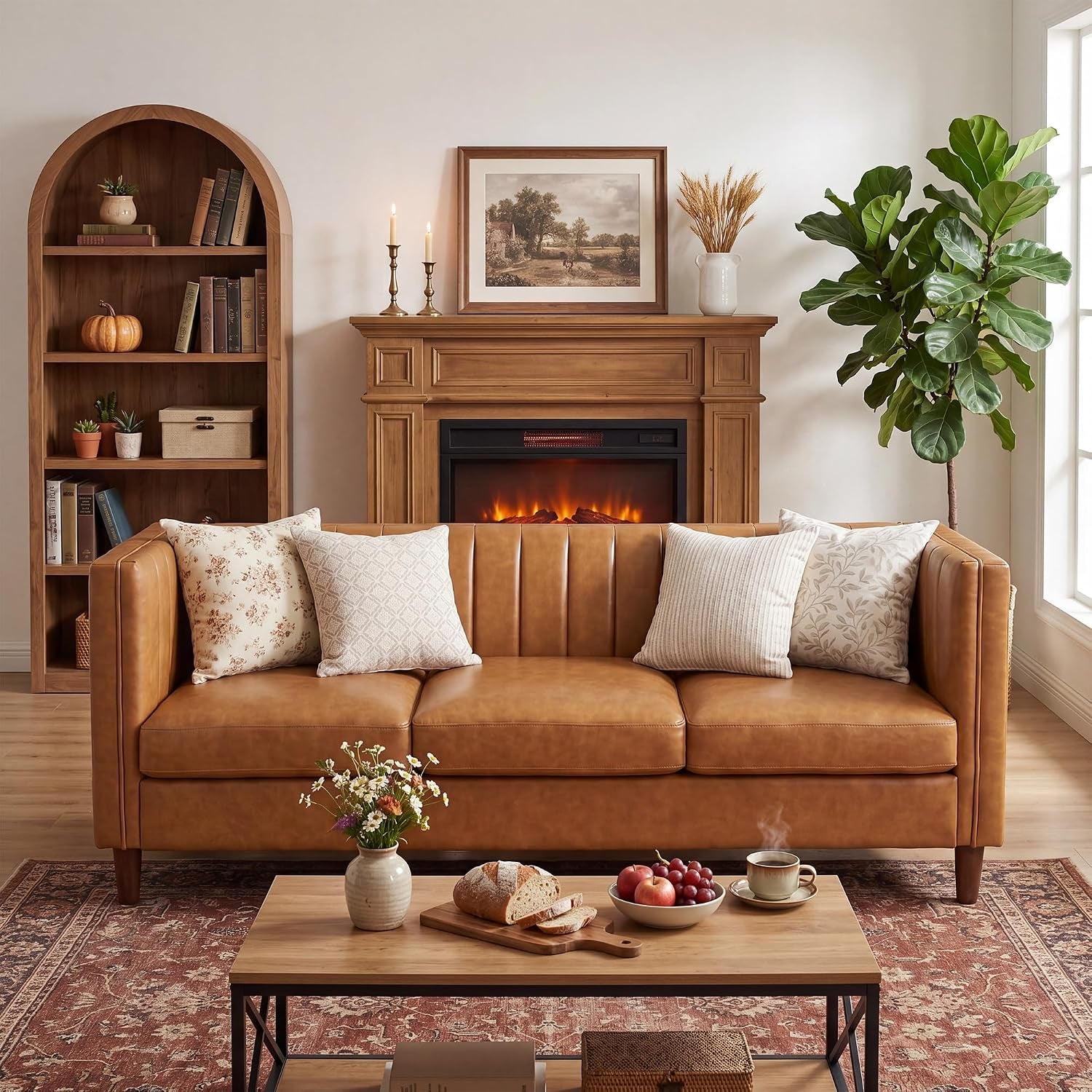 81.1" PU Leather 3-Seat Sofa