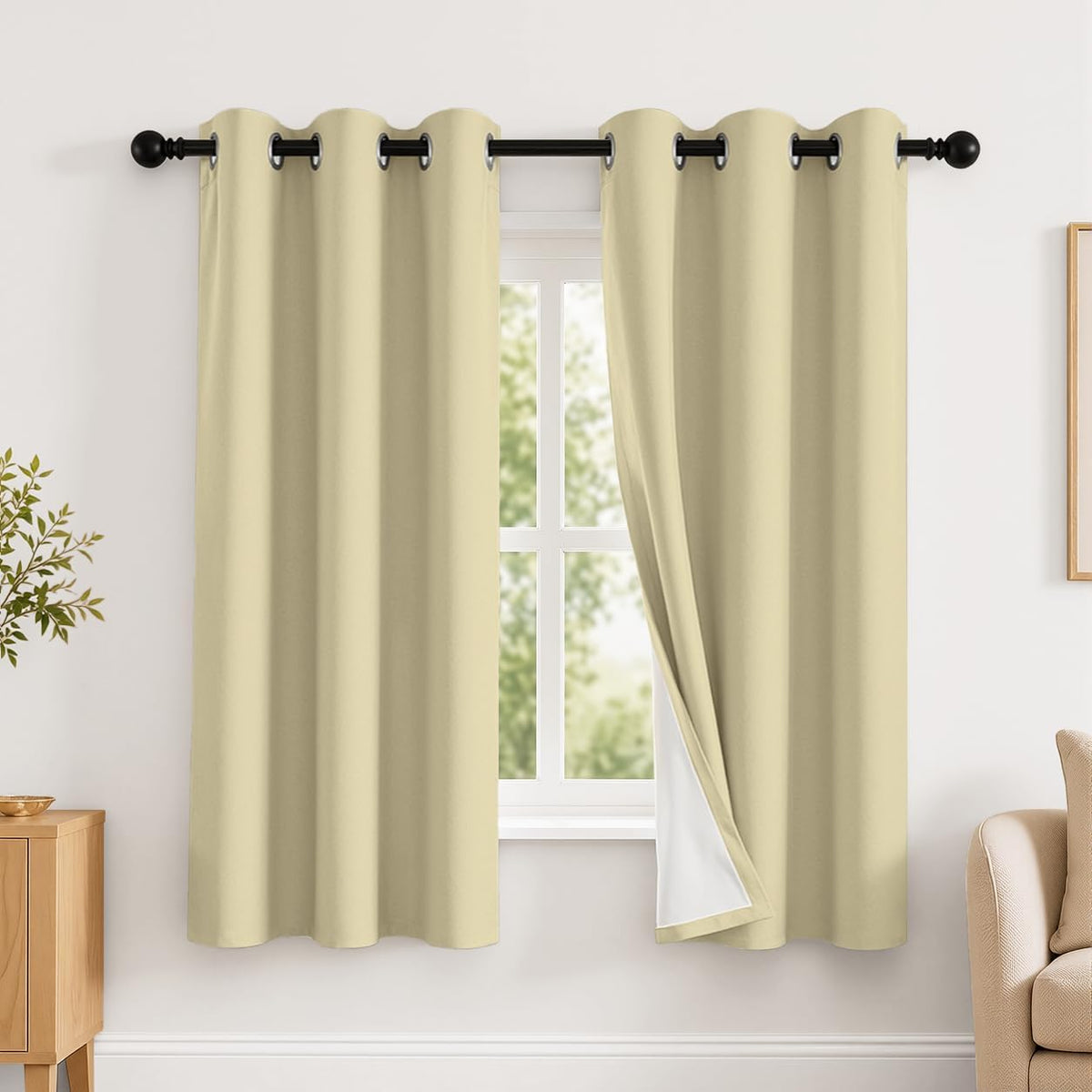 2 Panels 100% Blackout Curtains, Midweight Grommet Drapes | Thermal Insulated Drapes With White Backing, gallery view 64