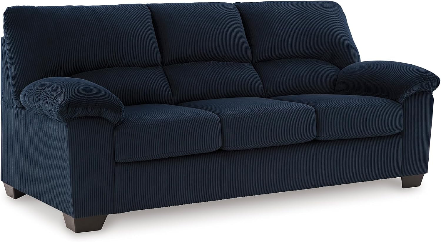 Signature Design by Ashley Sofa, 83-In Navy Corduroy, Anti-Sag Platform | No Assembly Required, Anti-Sag Platform Foundation, Plush Fiber-Wrapped Foam Cushions, Fits 32-In Doorways, Simplejoy Series
