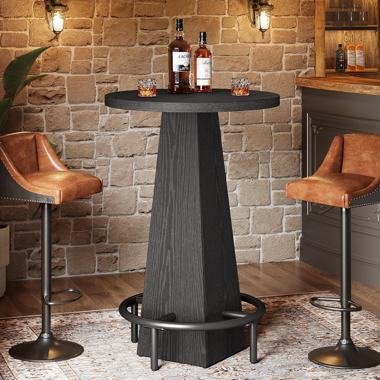 Tribesigns Bistro Pub Table, 37.4" High Round Bar Table for Small Bars | E0 Engineered Wood, High Top, gallery view 13