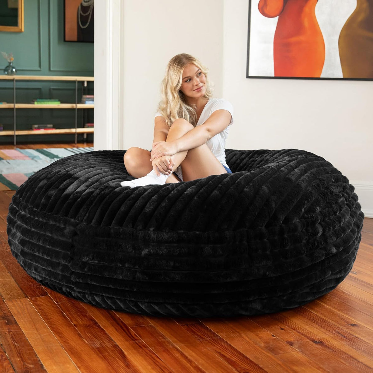 Jaxx 6 Foot Cocoon - 2-in-1 Convertible Bean Bag Bed & Large Bean Bag Chair for Adults, Charcoal, gallery view 11