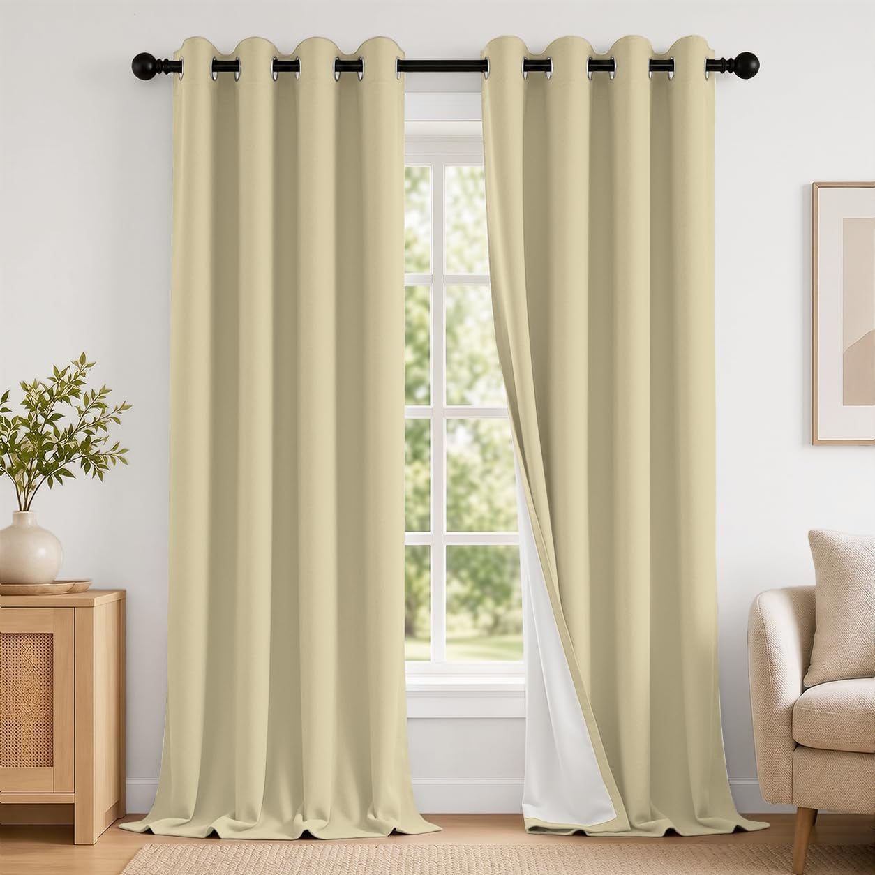 2 Panels 100% Blackout Curtains, Midweight Grommet Drapes | Thermal Insulated Drapes With White Backing, gallery view 69