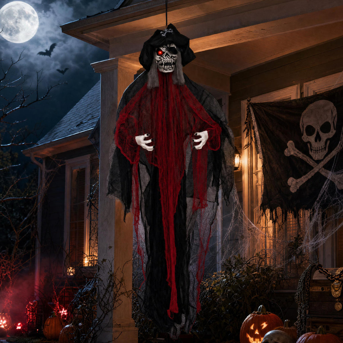 9.4 Ft Animated Halloween Hanging Undead Pirate Decoration