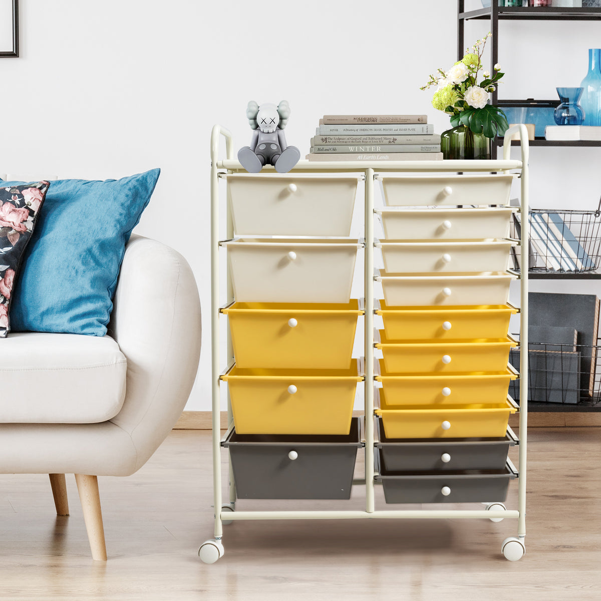 15-Drawer Rolling Storage Cart Organizer