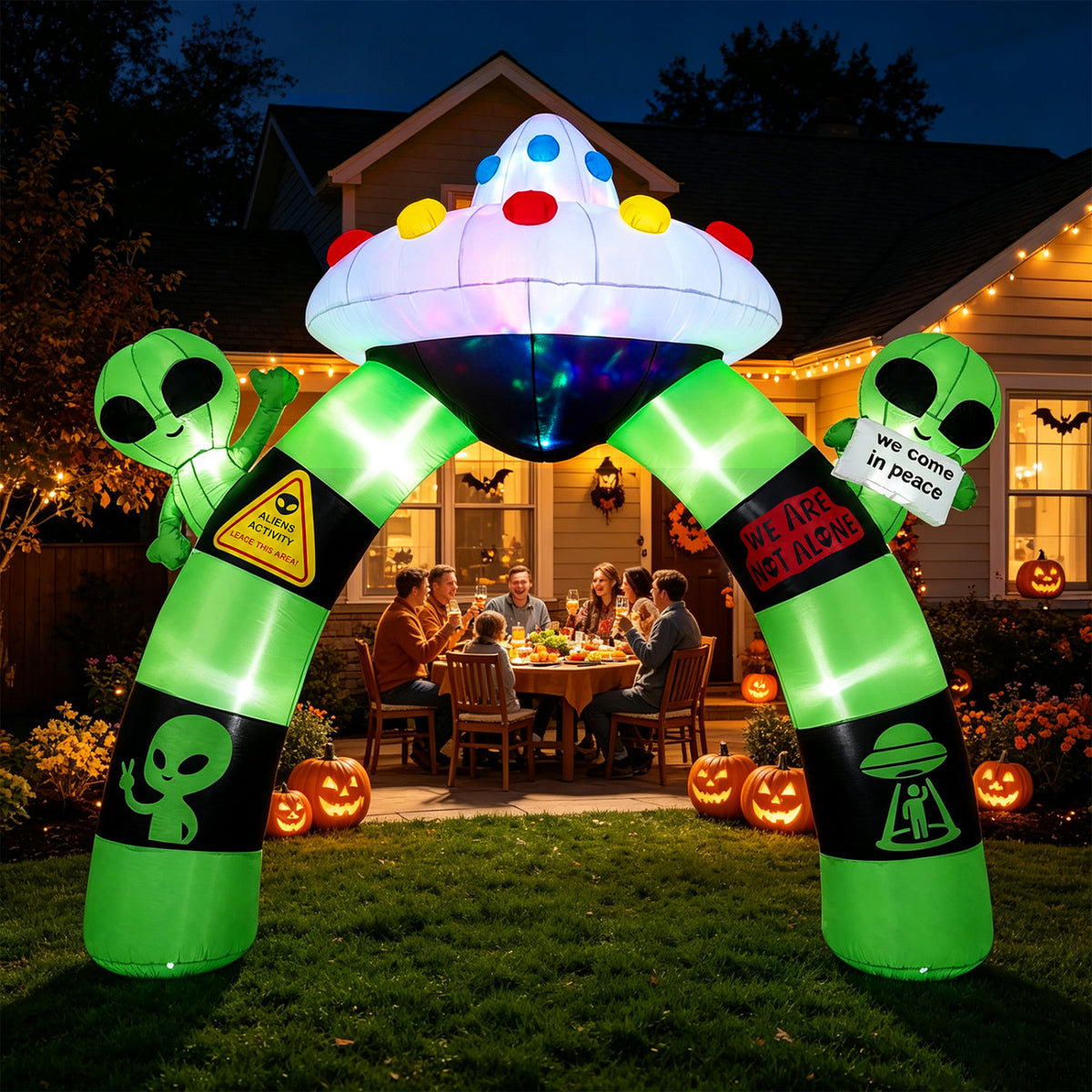 9.8 FT Alien Halloween Inflatable Archway with Lights Outdoor Lighted Blow Up Arch Decoration
