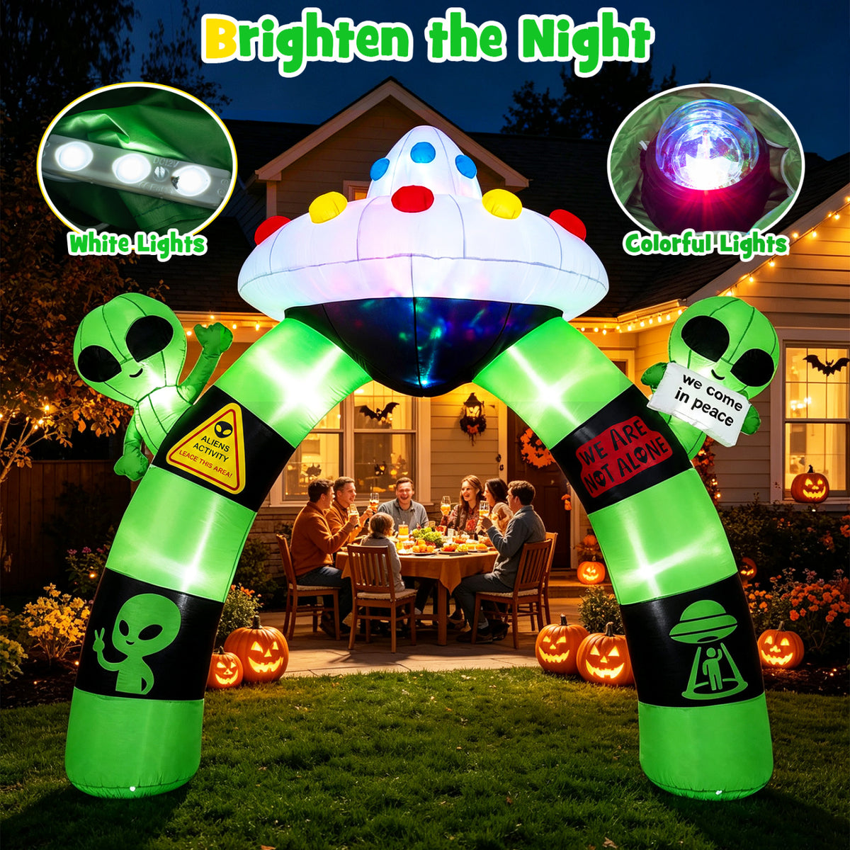 9.8 FT Alien Halloween Inflatable Archway with Lights Outdoor Lighted Blow Up Arch Decoration