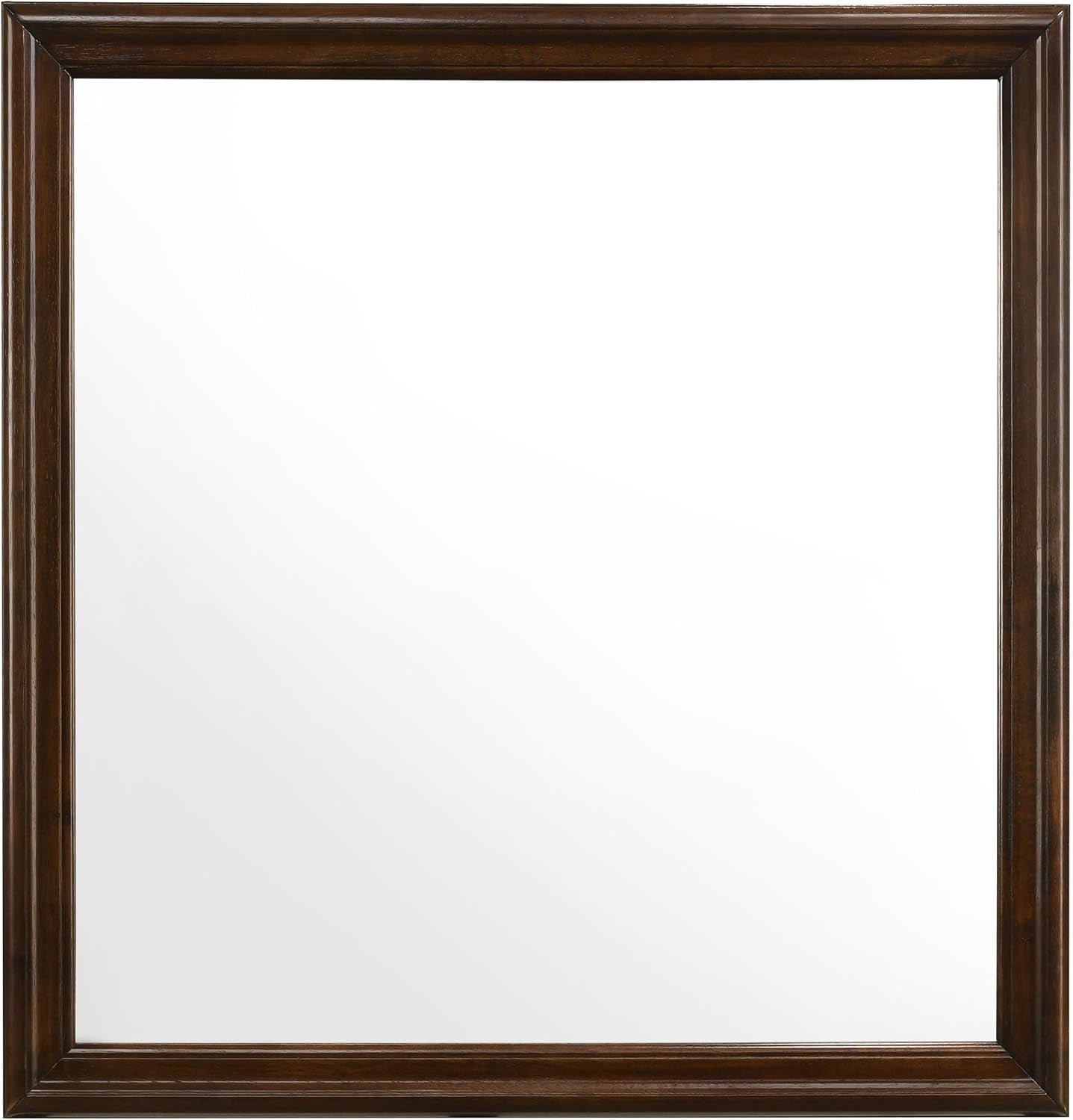 Rectangular cappuccino-finish dresser mirror with molded wood frame, front view
