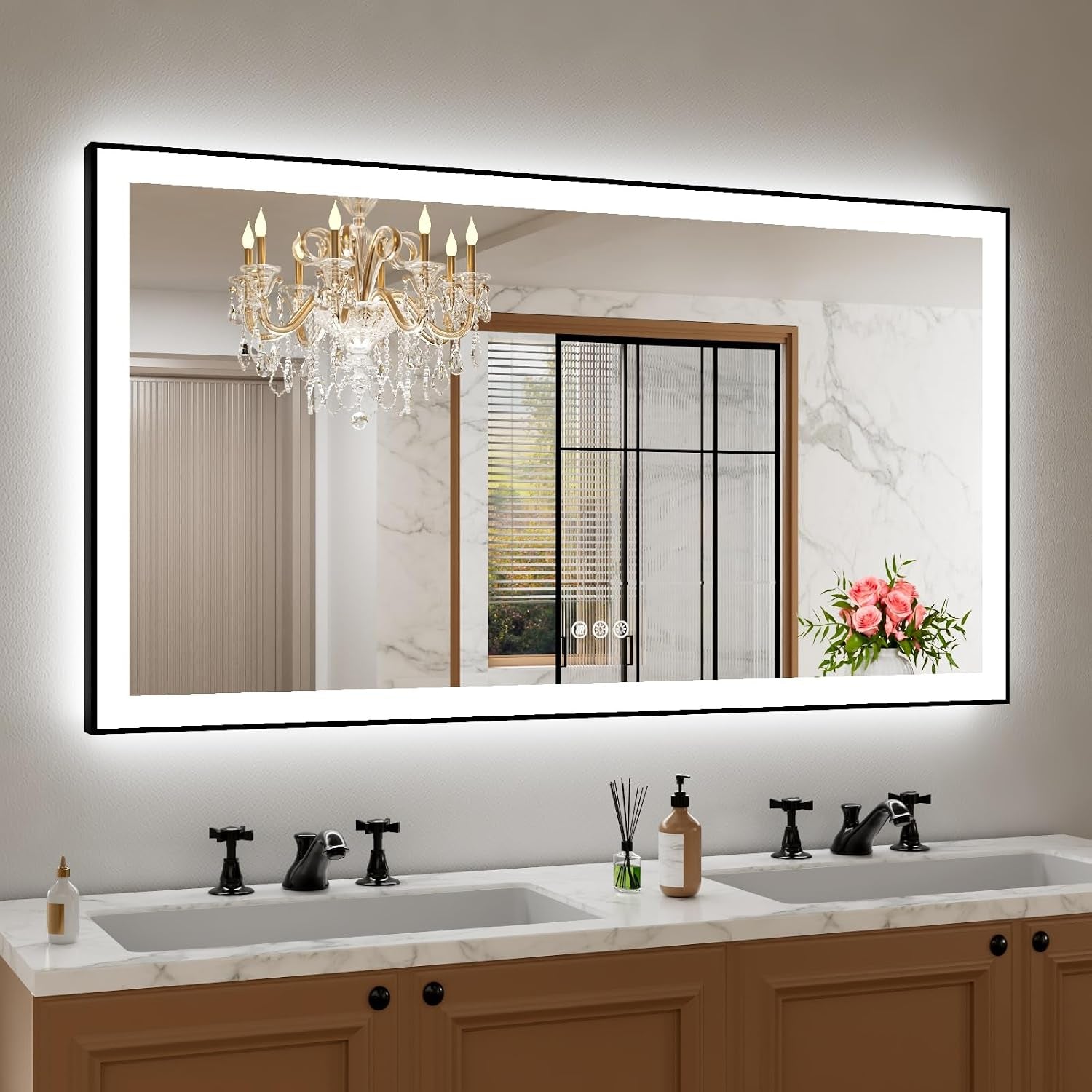 Amorho LED Mirror for Bathroom, 24"x30" with Front Light and Backlight | Stepless Dimmable, Anti-Fog, gallery view 63