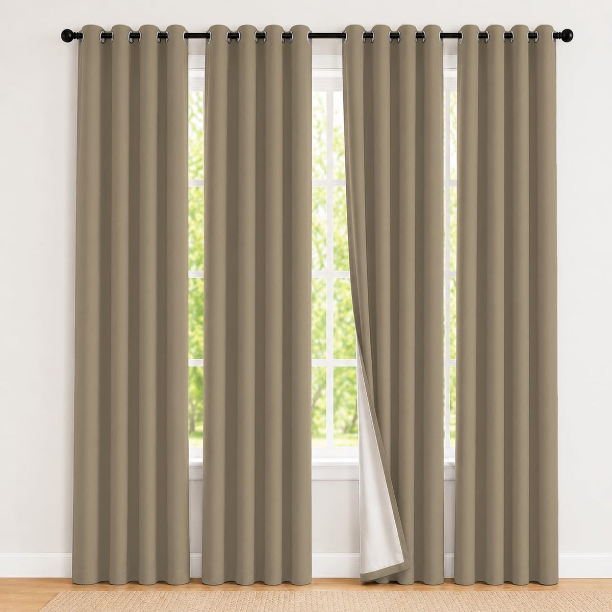2 Panels 100% Blackout Curtains, Midweight Grommet Drapes | Thermal Insulated Drapes With White Backing, gallery view 73