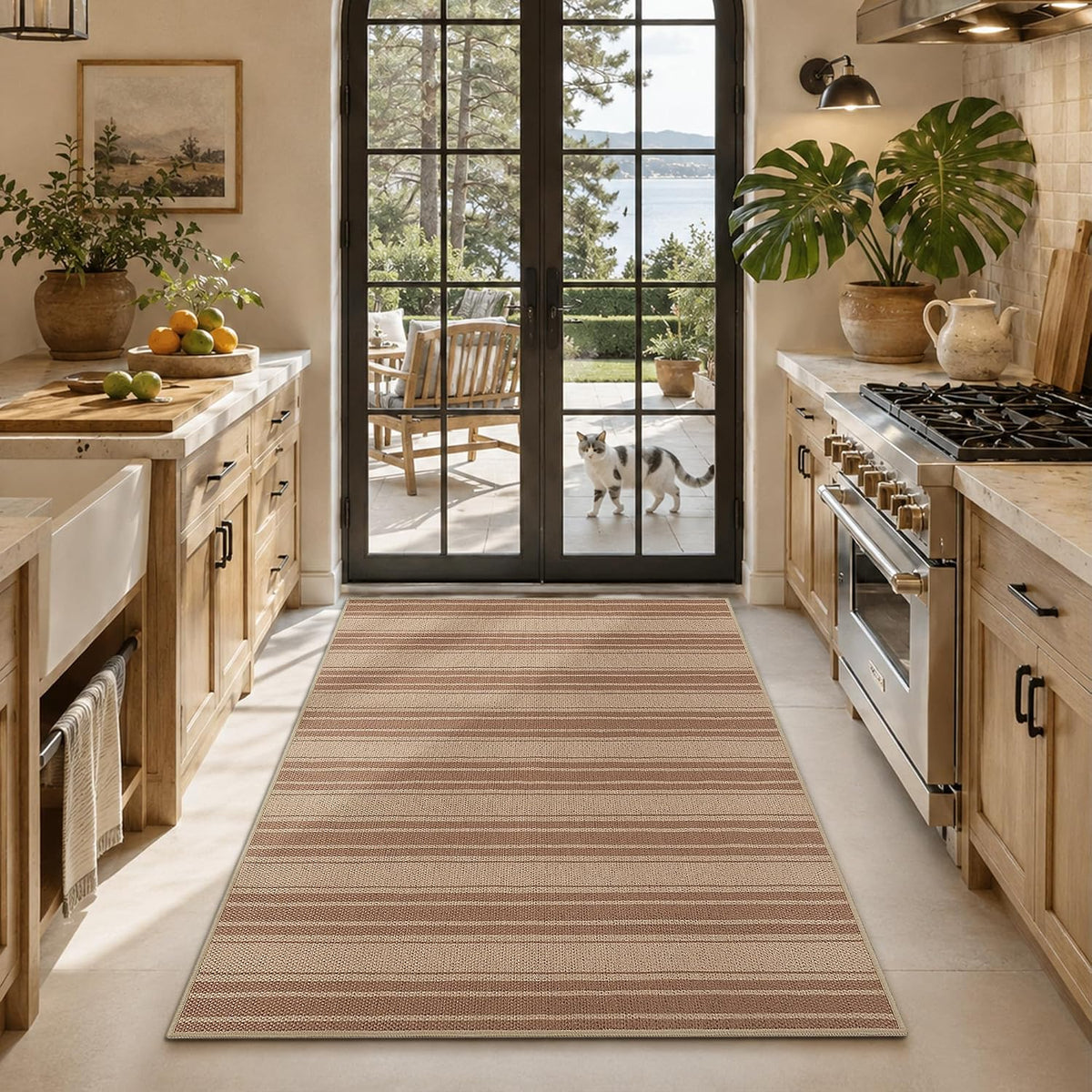 Zeeinx Striped Easy Jute Rug 5x7 Outdoor Patio Rug Neutral Porch Rug | Non Slip Washable Rug for Living, gallery view 18